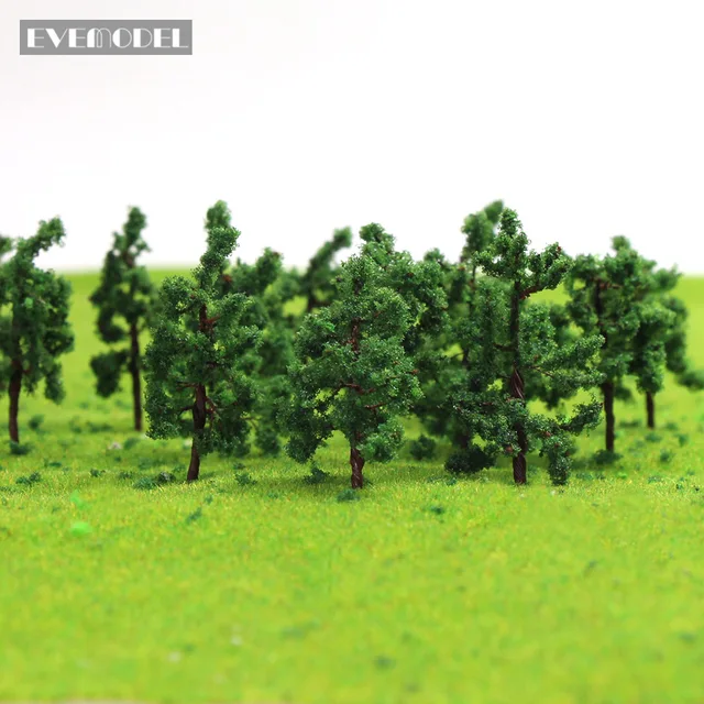 D3210 100pcs 1:150 Scale Train Layout Set Model Trees N Scale Deep Green Iron Wire Trees Railroad 32mm