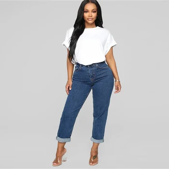 

2020 Boyfriend Jeans for Women Clothing Plus Size High Waisted Jeans Skinny Pencil Pants Spring New Fashion Youth Casual Blue