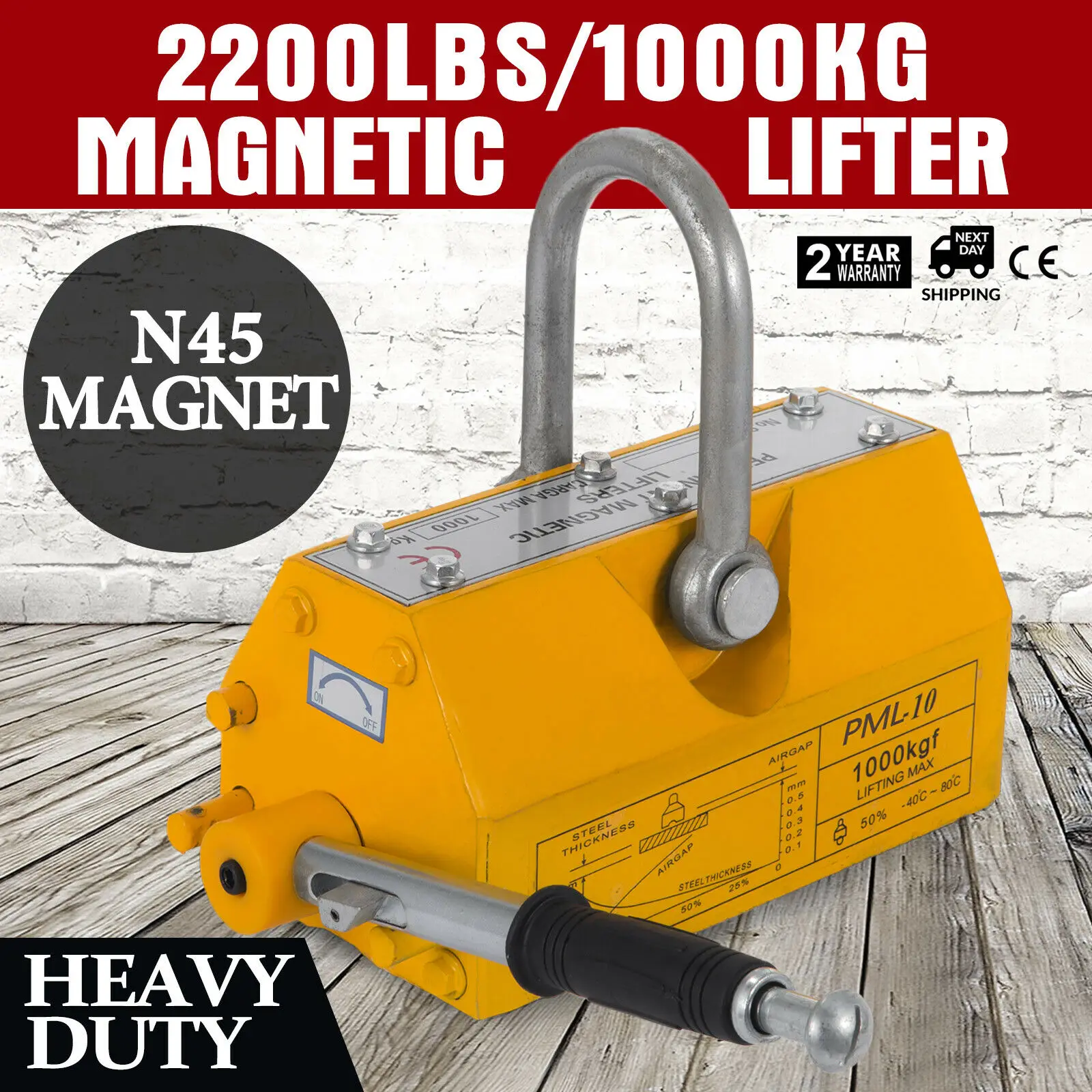 

Magnetic Lifter Hoist Lifting Magnet 2200lb Super suction 1000 KG Heavy Duty Crane Steel