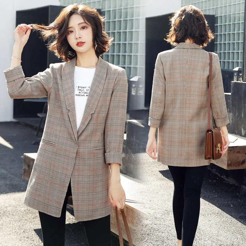

Small Suit Fashion Comfortable Simple Cool Mixed Colors Plaid 2019 Spring Clothing New Style Qwmx9907