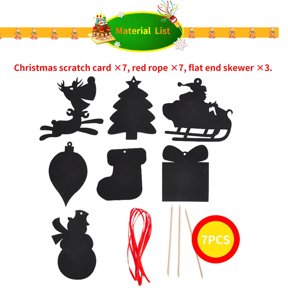 Волшебная цветная скретч карта Рождественская елка орнаменты бумага для Арта