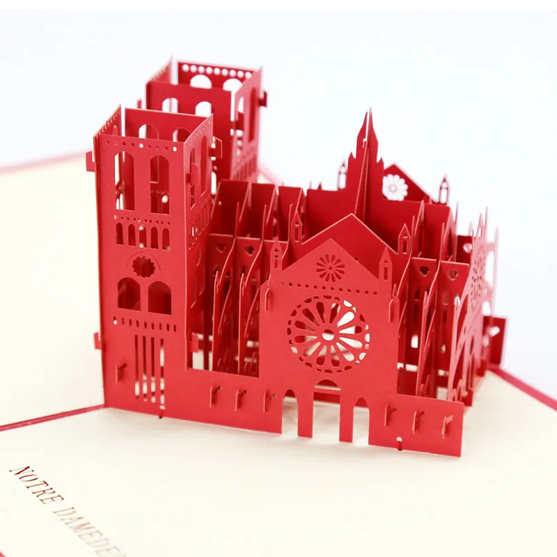 Notre Dame de Paris3 3D всплывающие подарки карта всемирно известное здание День рождения поздравительные открытки архитектура Пригласительные открытки для бизнеса туристическая открытка - Цвет: Notre Dame de Paris3