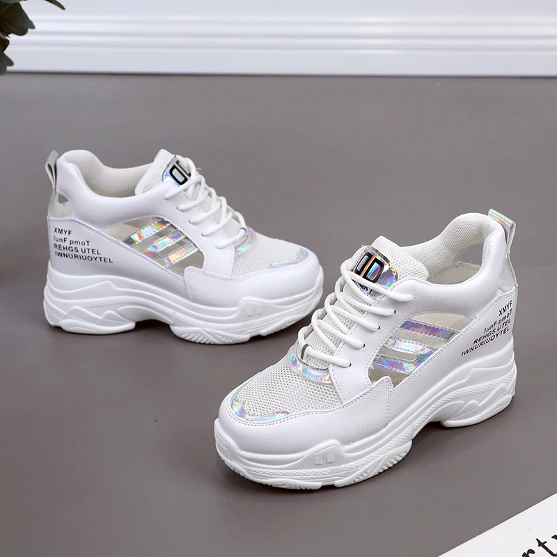 

Women's platform sneakers wedge lace Up fashion casual shoes hollow design summer breathable walking shoes zapatos mujer U21-59