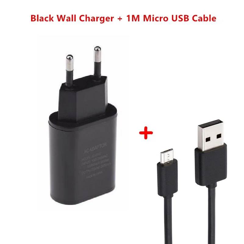 Микро USB настенное Зарядное устройство для samsung Galaxy A6 плюс J3 J4 J6 J7 J8 On6 J1 J2 J5 Pro On7 1м микро USB кабель - Тип штекера: Black Charge miCable