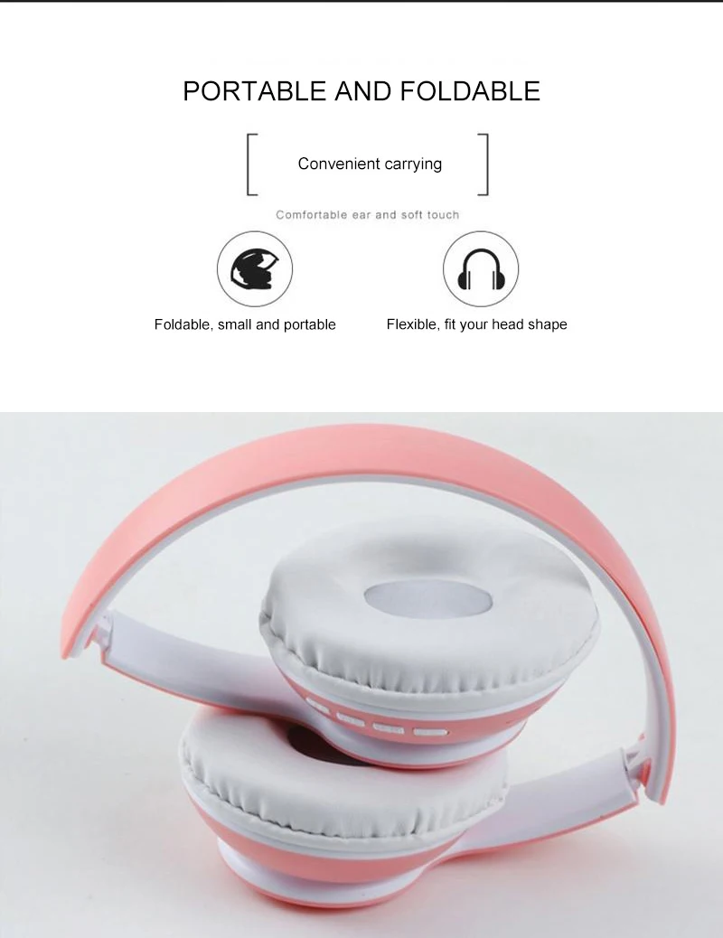 Wireless Headphone Bluetooth Earphone 5.0 Foldablel Deep Bass Stereo Noise Reduction Gaming Headset With Mic  For Mobile PC Xbox