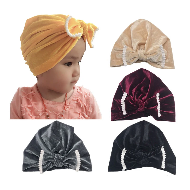Infant Headbands Solid Cotton Kont Turban Headband For Girls Stretchy Beanie Hat Headwear Baby Hairband Faixa Cabelo Para Bebe
