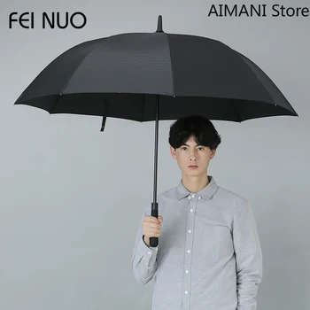

Semi-automatic Rain Umbrella Large Long Handle Double Windproof Male Creative Female Retro Business Straight Black Umbrella