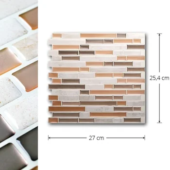 

3D Self Adhesive Mosaic Wall Tile Peel and Stick Wallsticker Tile DIY Kitchen Cooking Concepts Foil Backsplash Wall Tile Sticker