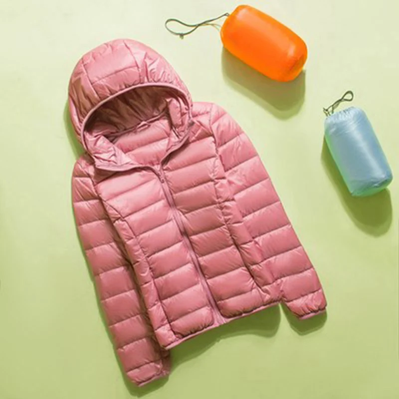 White Duck Down Jacket Warm Coat Parkas 2023 Autumn Winter New Women Ultralight Hooded Parka Down Jacket Female Coat
