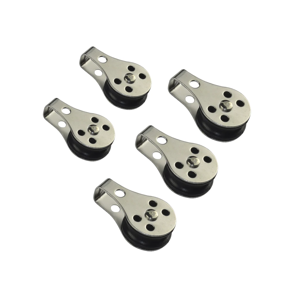 5PCS Stainless Steel 316 Pulley 25mm Nylon Blocks Rope Marine Hardware For Kayak Canoe Boat Anchor Trolley Kit  2mm To 8mm Rope