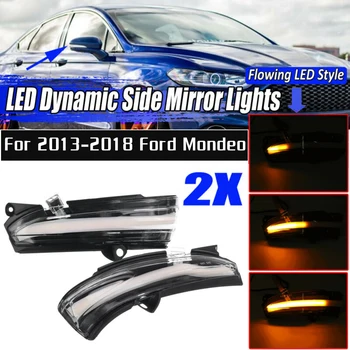 

2 Pcs Car Dynamic LED Turn Signal Light Amber Indicator Rearview Mirror Lamp For Ford Mondeo Turn Signal Lights Transparent Lens