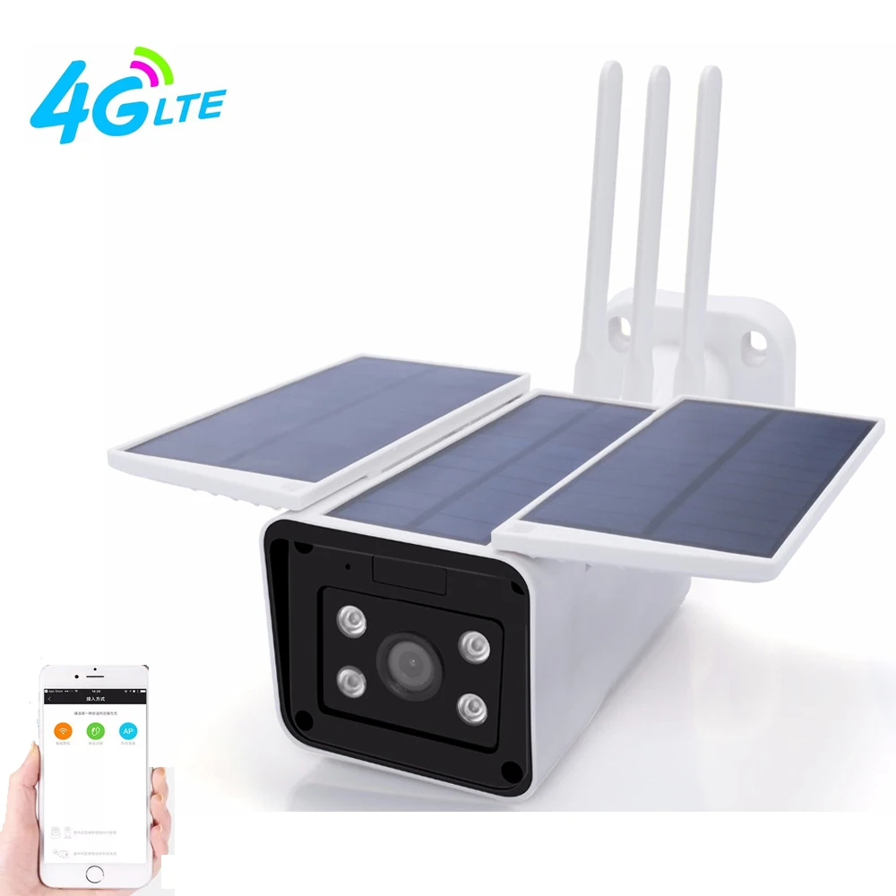 

Outdoor 4G Camera Solar Powered Bullet IP Cam 1080P HD P2P 4G Sim Card Free-wire 4G Camera