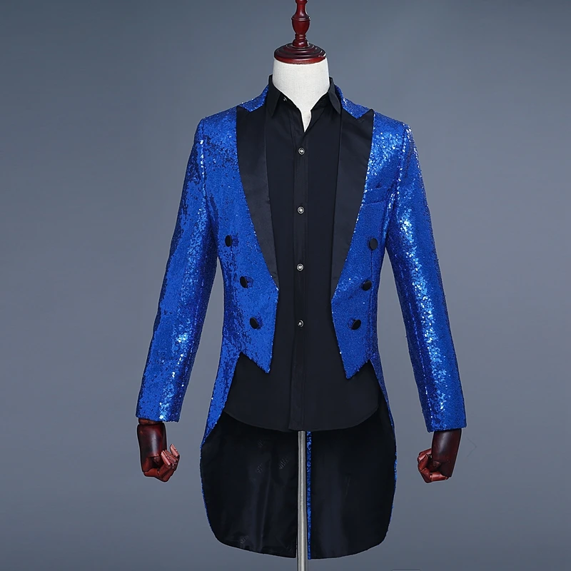 MJARTORIA мужской ретро Фрак костюм куртка Готический стимпанк длинная куртка платье пальто Косплей Мужской однобортный униформа - Цвет: blue