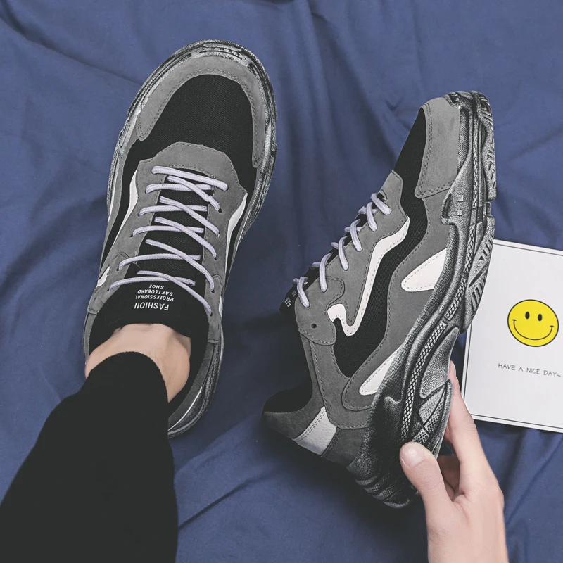 

Hip Hop Chunky Sneakers Man Designer Spring Autumn Male Shoes Tenis Masculino Krasovki Black Breathable Platform Shoes