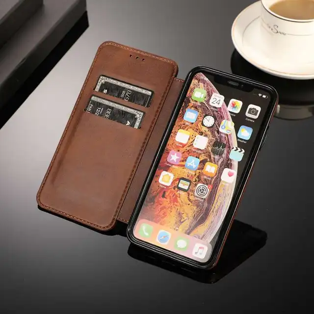 Étui portefeuille en cuir avec aimant pour IPhone 13, 12, 11 Pro Ma 4