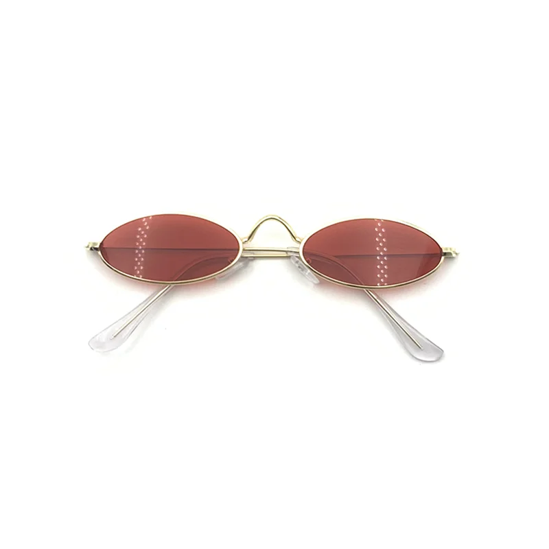 Мужские и женские модные дизайнерские Роскошные брендовые ретро маленькие овальные солнцезащитные очки для женщин винтажные оттенки черные красные металлические солнцезащитные очки Lunette - Цвет линз: Gold Red