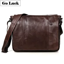 GO-LUCK брендовая Высококачественная Мужская сумка-мессенджер из натуральной кожи, мужские сумки через плечо, мужские сумки через плечо из воловьей кожи 13 дюймов, сумка для ноутбука и компьютера