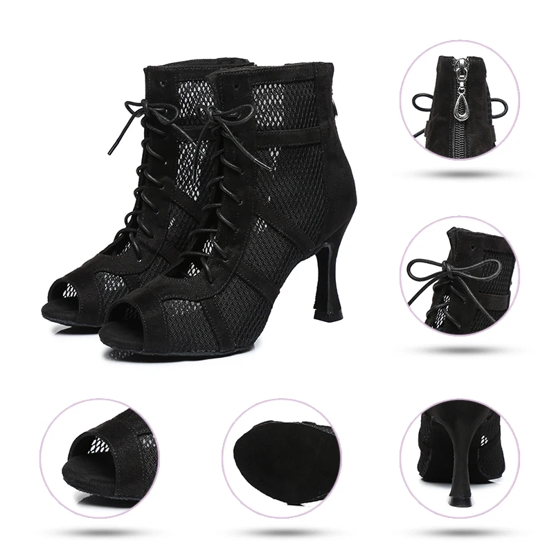 Dance Shoes Latin Dance Shoes Women Girls Pole Ladies Dancing Shoes High Heels bd Competition White Latina Boots Party Adjustable Instep