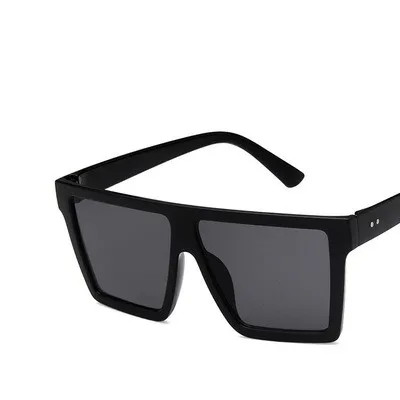 Негабаритные Квадратные Солнцезащитные очки мужские и женские для вождения очки Плоские Топ Стильные линзы солнцезащитные очки для женщин брендовые оттенков зеркальные - Название цвета: Черный