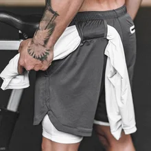 Горячие мужские спортивные шорты быстросохнущие со встроенным карманом подкладка для лета бега hh88