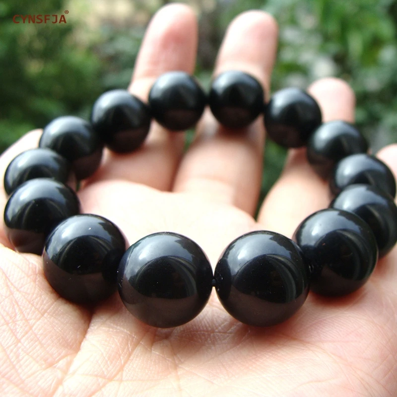 CYNSFJA настоящий Сертифицированный с настоящим обсидианским камнем 8-16 мм браслеты женские мужские амулеты ювелирные изделия высокого качества чудесные подарки