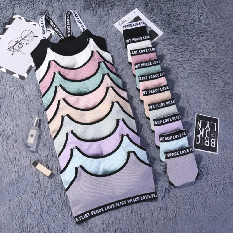 

Fitness Activity Bra Underwear Waist Underwear Underwear Set Push Up Female Underwear Set 2PCS Letter Print Bra Set
