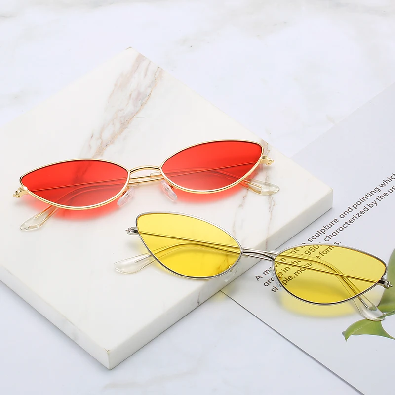 

Tesia New Women Sunglasses Cat Eye Small Metal Frame Chic Colorful UV400 Unisex Eyewear Gafas De Sol Mujer 360