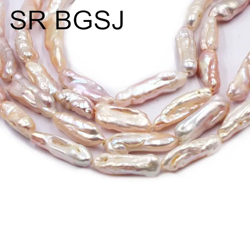 Billige Freies Schiff 8x18mm Rosa Lila Biwa Barock Natürliche Süßwasser Längliche Lose Perle Perlen Strang 14\