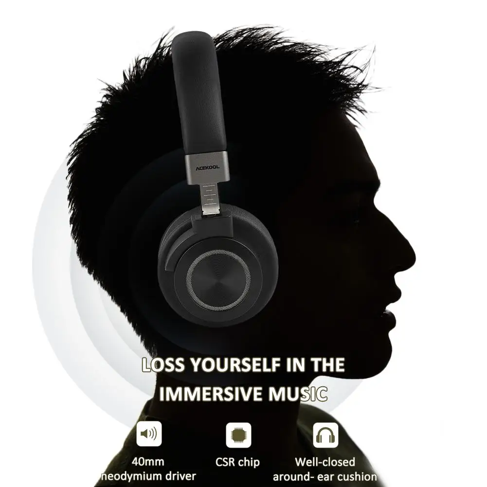 Foldable Bluetooth Headset Bluetooth 4 1 CVC 6 0 Dual 40mm Large Aperture Wired and Wireless Bluetooth Headphones with MIC