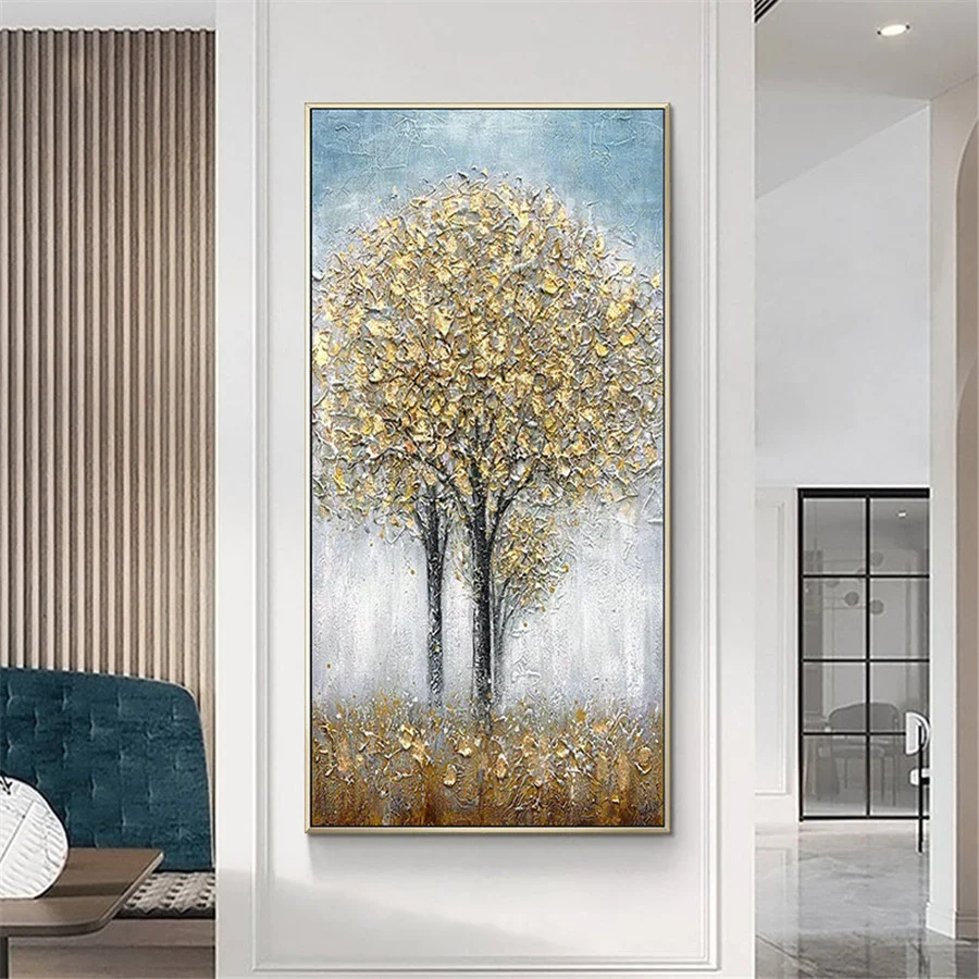 

Artist Hand-Painted High Quality Modern Lucky Tree Oil Paintings Abstract Gold Canvas Painting Large Wall Art For Home Room