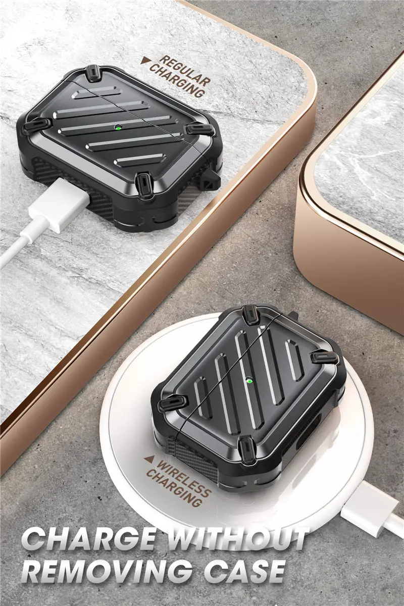 supcase ub pro projetado para airpods pro case capa protetora robusta de corpo inteiro com mosquetão para apple airpods pro