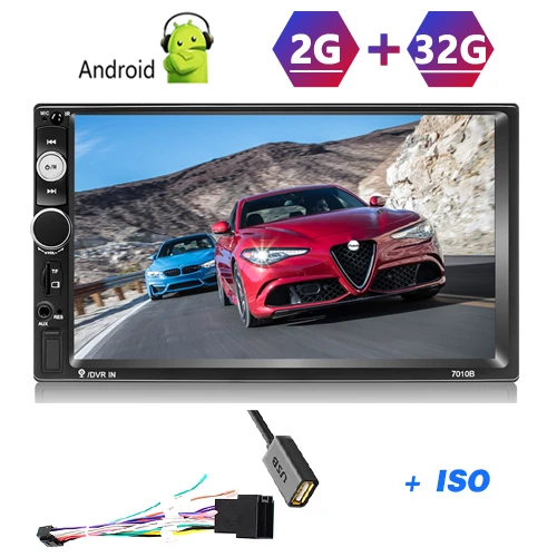 Podofo автомобильный Радио 2 din Android мультимедийный плеер 2G+ 32G gps навигация WiFi без dvd 2 Din стерео приемник для VW Nissan Toyota - Цвет: With  ISO Cable