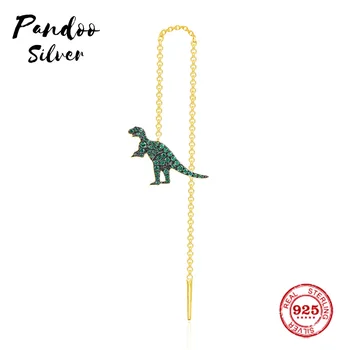 

Fashion Charm Sterling Silver Original 1:1 Copy,Yellow Silver Green Rexy Earring With Dropping Chains Jewelry Gift For Female