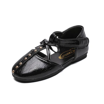 

CNFSNJ 2020 Children Mid Heel Kids Fashion rivet Shoes Baby Girls Party Princess Toddler bow tie Pu Leather Shoes 26-35