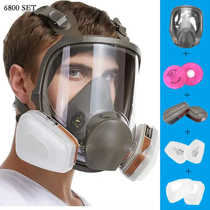 Respirador de cara completa antiniebla 6800, mascarilla de Gas para pintura Industrial, mascarilla para fumigación, seguridad, filtro de trabajo, protección de formaldehído