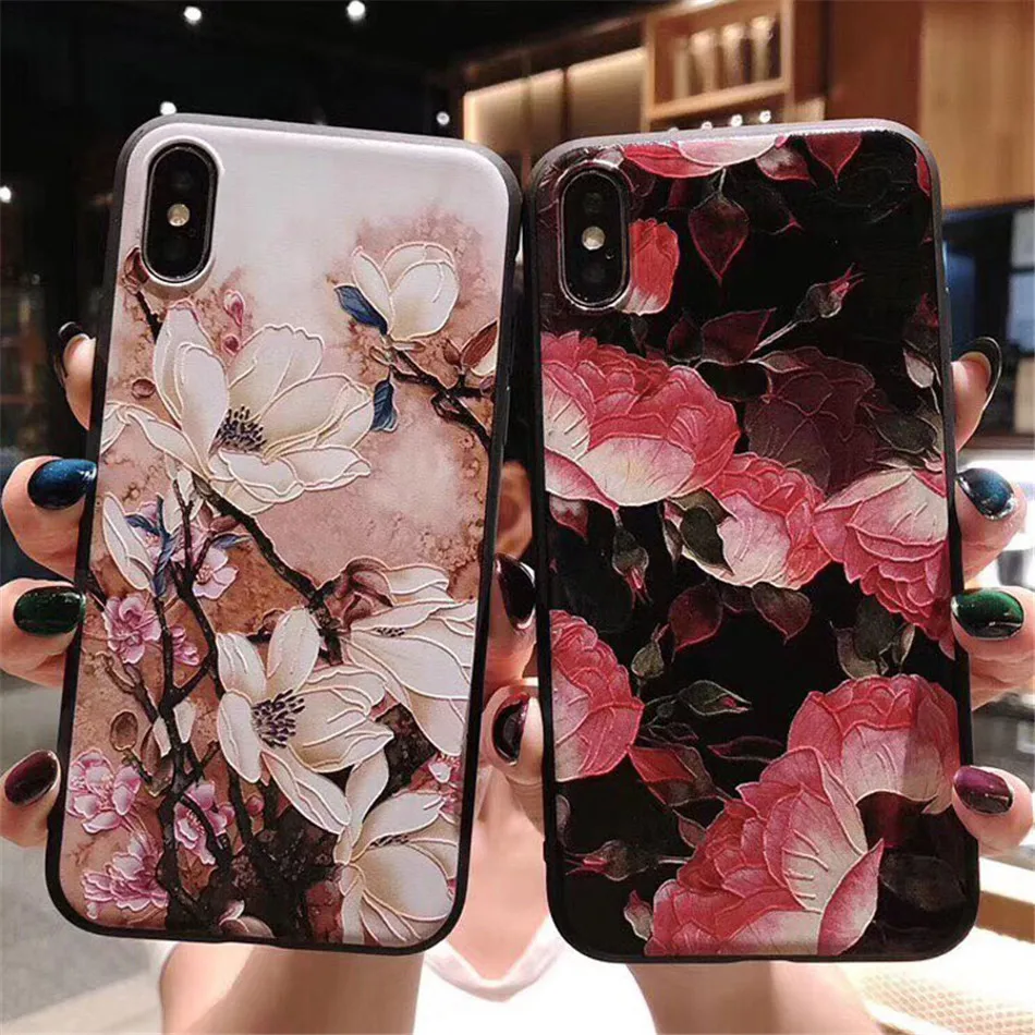 IPWSOO Рельефный цветок лист чехол для телефона для iPhone 11 Pro Max X XS Max XR перо чехол для iPhone 6 6s 7 8 Plus мягкая ТПУ задняя крышка
