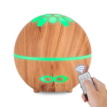 

400ml Electric Wood Grain Ball Remote Control Humidifier Home Colorful Night Light Spray Mini Ultrasonic Aromatherapy Machine