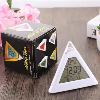 

Pyramid 7 LED Change Color Digital Clock Calendar Time Date Temperature Alarm Clock