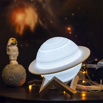 

3D Print Saturn Lamp USB Rechargeable Space Moon Lamp Night Light 16 Colors Remote Children Gift Night Lamp Desk Home Decoration