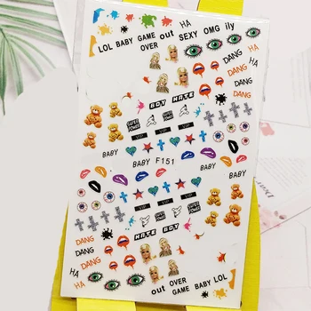 

3D Stickers for Nails Popular Eye Lip Cute Designs Nail Art Decorations Foil Decals Wraps Manicure Accessories Decoraciones