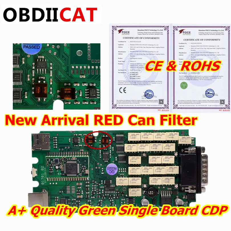 OBDIICAT-CDP A+ качество желтый зеленый одноплатный TCS BT 2015R3/,00 с Keygen bluetooth сканер диагностический инструмент