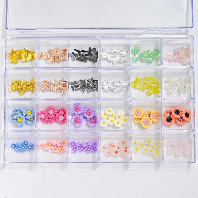 1BOX Jewelry Germ Nail Charms Luxury Kawaii Kit Crystal,Acrylic Flower,Rhinestones,Resin,Butterfly,Bear 3D Nails Decorations @MF set 2-240pcs