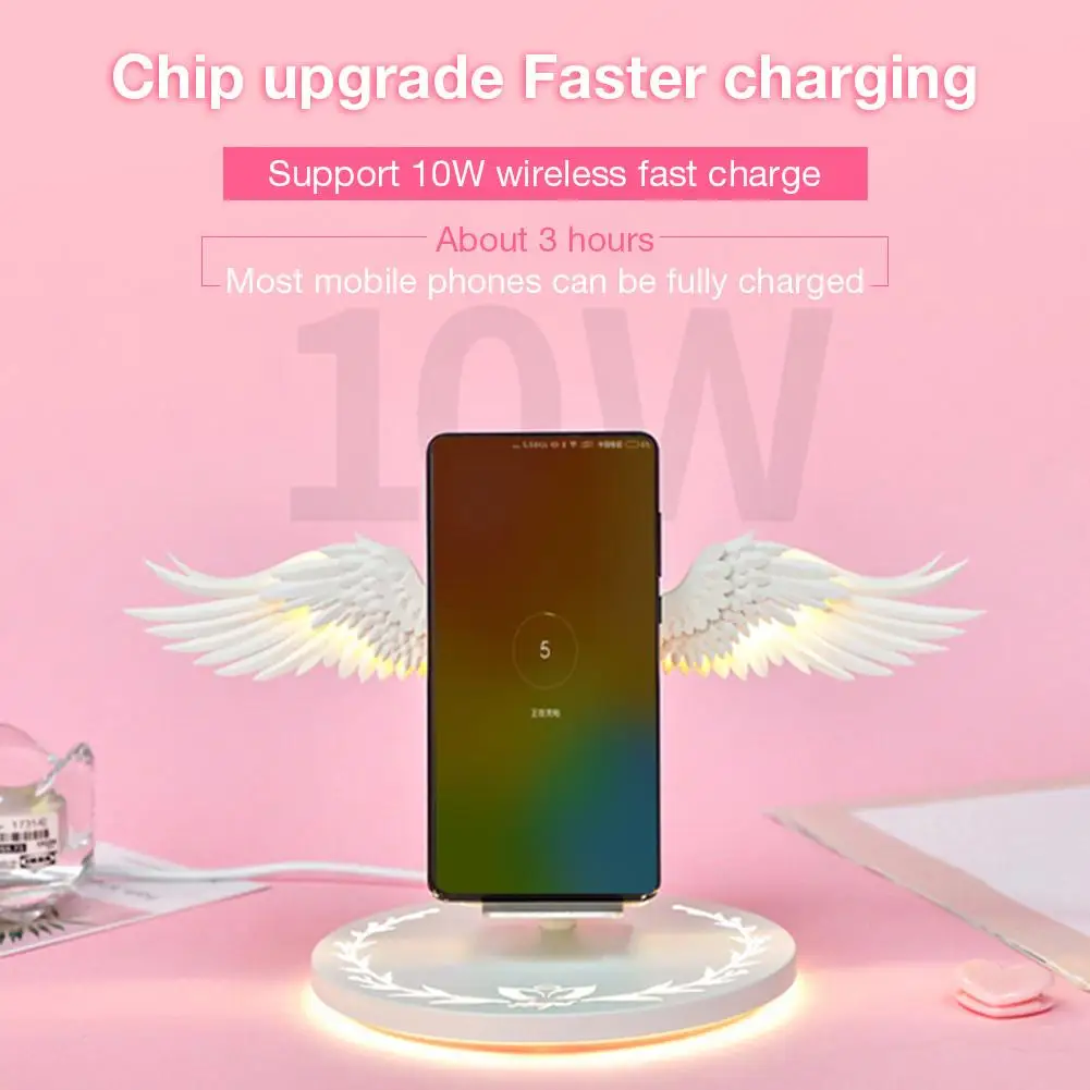 

10W Angel Wings 3.0 Fast Charger Type C-Qi Wireless Charge Dock For IPhone X XR 8 Plus Smasung S9 S10 Plus For Xiaomi Huawei P30