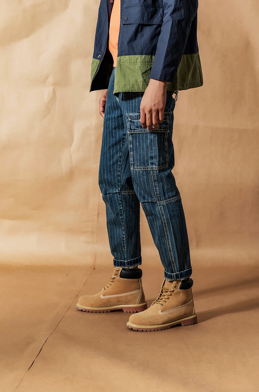 Мужские винтажные мытые джинсы-карго SIMWOOD, модные брюки составного кроя до щиколотки в стиле хип-хоп в вертикальную полоску, уличная одежда из-ного хлопка, модель 190405