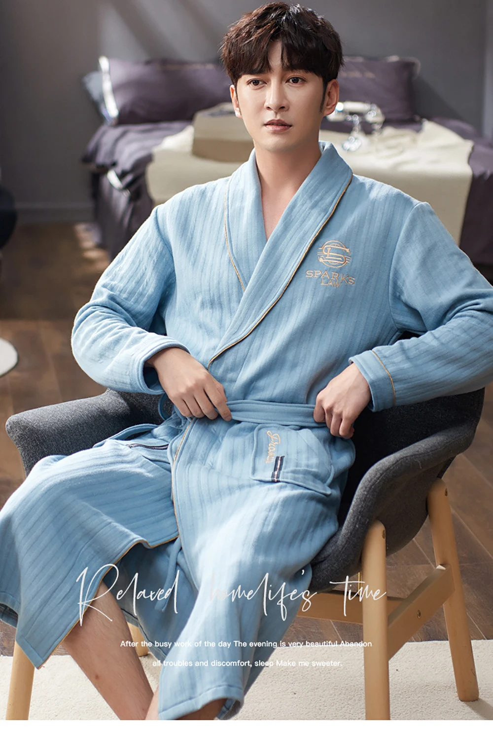 silk pj set Autumn Winter Thick Warm Men Robe Bathrobe 100%Cotton Air Interlayer Bath Sleepwear Luxury Men Kimono Solid Plaid Dressing Gown best silk pajamas