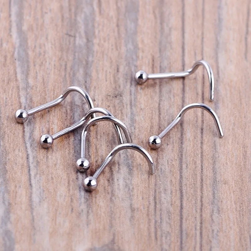 5Pcs Hot Style Crooked Nose Nail Fashion Contracted Golden Nose Ring Stainless Steel Puncture Accessories