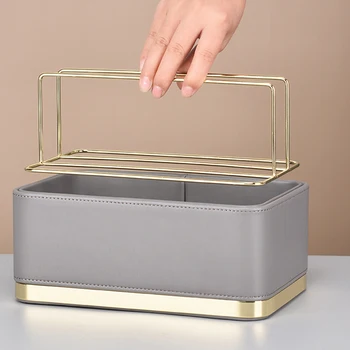 

Bedroom Solid Luxury Multi Grids Cosmetics Key Sundries Organizer Desktop Storage Case Living Room Makeup Simple PU Leather