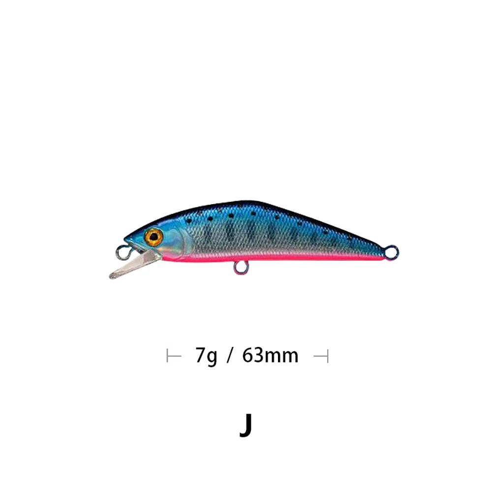 Мизеса 6,3 см 5,3g 10-Цвета опускается на дно бионические приманки для рыбной ловли гольян приманки 3D глаза Искусственные приманки Пластик жесткая наживка Рыбная приманка вобблер - Цвет: J