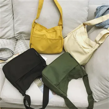 

Korean Version Dual-use Literary Canvas Diagonal Cross-body Bag Wild Casual Student Shoulder Bag for Girls Womens Home