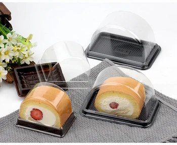 

50pcsSwiss cake roll transparent plastic packaging box semicircle pancake dessert baking box Free Shipping